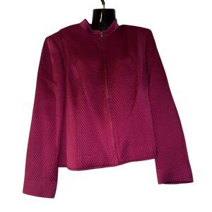 Louben Women's Pink Full‎ Zip Blazer Jacket Size 16 Mid-Length